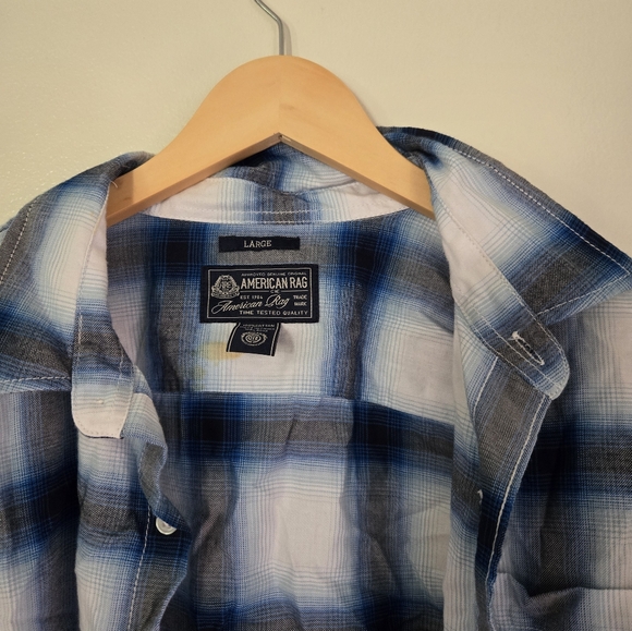 American Rag Blue Plaid Flannel Large - Picture 2 of 2